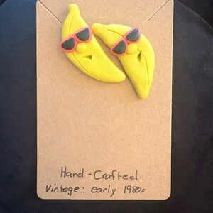 Vintage Yellow Banana Earrings with Sunglasses